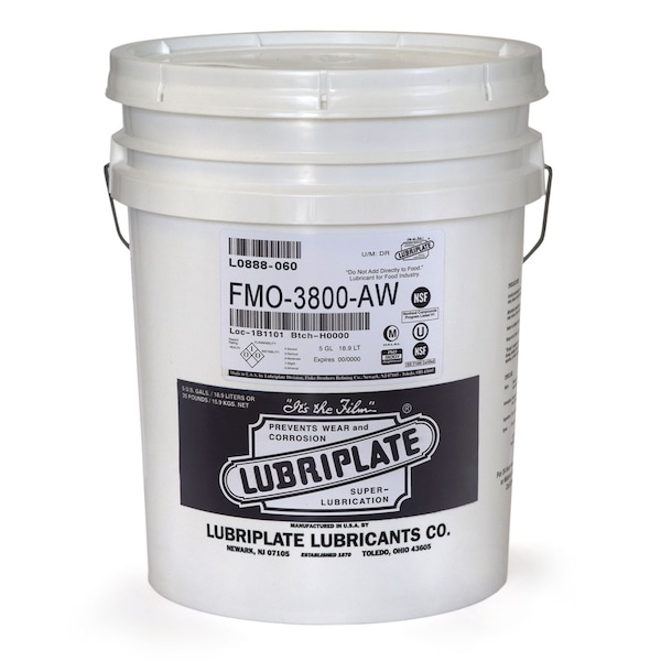 Lubriplate Fmo-3800-Aw, 5 Gal Pail, H-1/Food Grade Usp Mineral Oil Fluid For Gear Boxes, Iso-680 L0888-060 - main